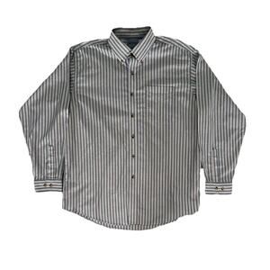 LL Bean Men’s Striped Blue And Tan Long Sleeve Button-up Shirt Size L